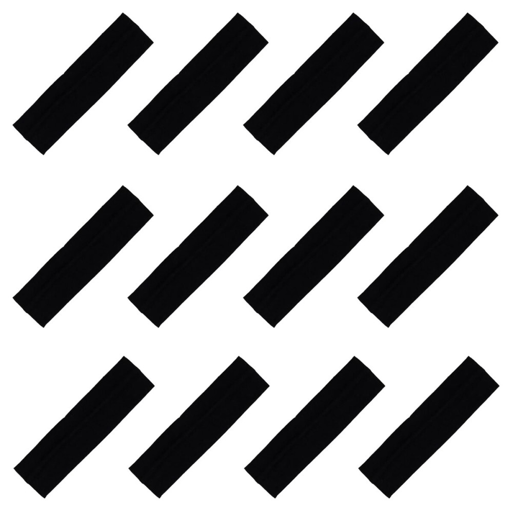 Kenz Laurenz Soft and Stretchy Elastic Cotton Headbands, Pack of 12, Black