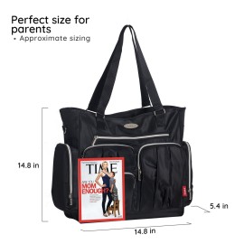 SoHo Time Square Diaper Bag Tote 9Pc, Black