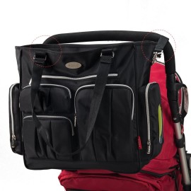 SoHo Time Square Diaper Bag Tote 9Pc, Black