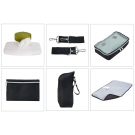 SoHo Time Square Diaper Bag Tote 9Pc, Black