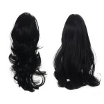 Onedor 15 Synthetic Fiber Curly Ponytail Hair Extension hairpiece with Clip-in Jaw Clips, Dual-Use Hair Extensions (1-Black)