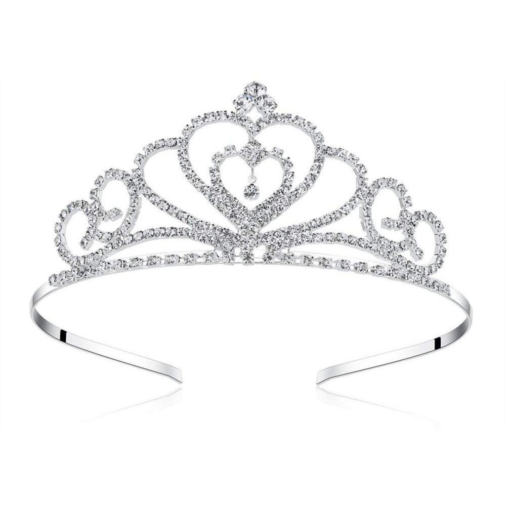 Lovelyshop Rhinestone Crystal Tiara-Wedding Bridal Prom Birthday Pegeant Prinecess Crown (Heart-1 Pack