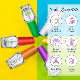 SNS Base Coat Nail Polish for Nail Dip Powder Set, 6 Pack - Long-Lasting & Fast-Drying Nail Strengtheners Gel Base for Colors - Low-Odor Dipping Powder Polish, No UV Lamp Required, 0.5 Oz