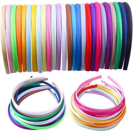 Candygirl HeadBands for Girls,DIY Satin Covered Girls Headbands,1cm Width Craft Headbands for Daily and Party(26pcs Per Pack Each Color 1pcs)