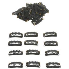 Geoot Snap Clips 50pcs U-shape Metal Clips for Hair Extensions DIY (Black)