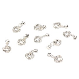 enForten 10 pcs Fashion Nail Charms Silver Dangle Sweet Love Heart 3d Crystal Rhinestone Nail Art Tips Slice Decoration for Women Girls Ladies enForten 10 pcs Fashion Nail Charms Silver Dangle Sweet Love Heart 3d Crystal Rhinestone Nail Art Tips Slice Decoration for Women Girls Ladies
