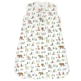 Hudson Baby Unisex Baby Premium Quilted Sleeveless Sleeping Bag and Wearable Blanket, Forest Animals, 6-12 Months