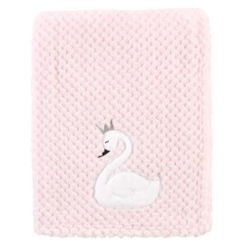 Hudson Baby Unisex Baby Plush Waffle Blanket, Swan, One Size