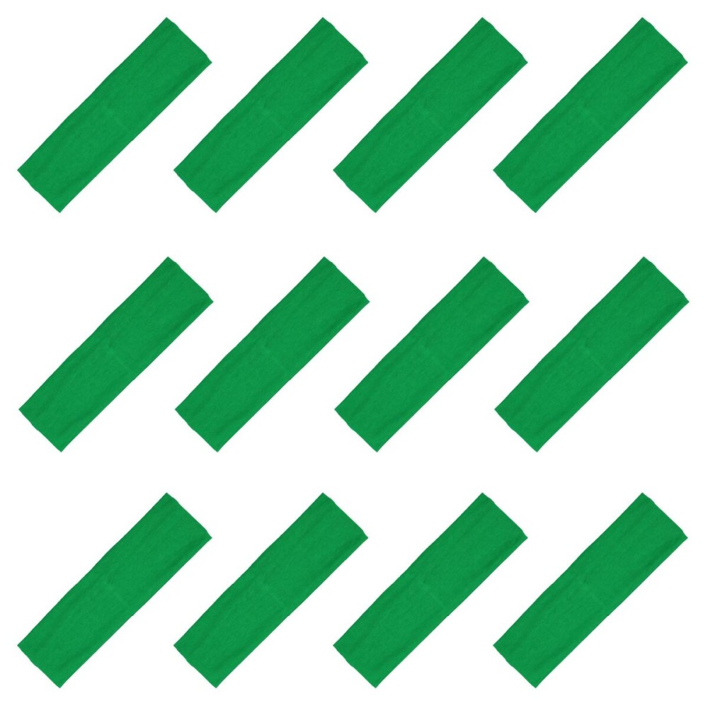 Kenz Laurenz Soft and Stretchy Elastic Cotton Headbands, Pack of 12, Green Kenz Laurenz Soft and Stretchy Elastic Cotton Headbands, Pack of 12, Green