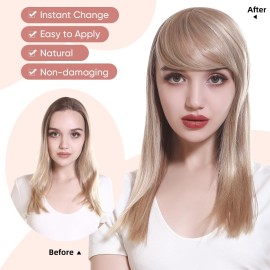 SARLA Black Brown Side Bangs Clip in Synthetic Hair Pieces Straight Bangs Extension for Women