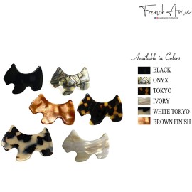 French Amie Scottish Dog Puppy Brown Small 2 Celluloid Handmade Automatic Hair Clip Barrette for Women and Girls, Made in France - (Brown Finish) French Amie Scottish Dog Puppy Brown Small 2 Celluloid Handmade Automatic Hair Clip Barrette for Women and Girls, Made in France - (Brown Finish)