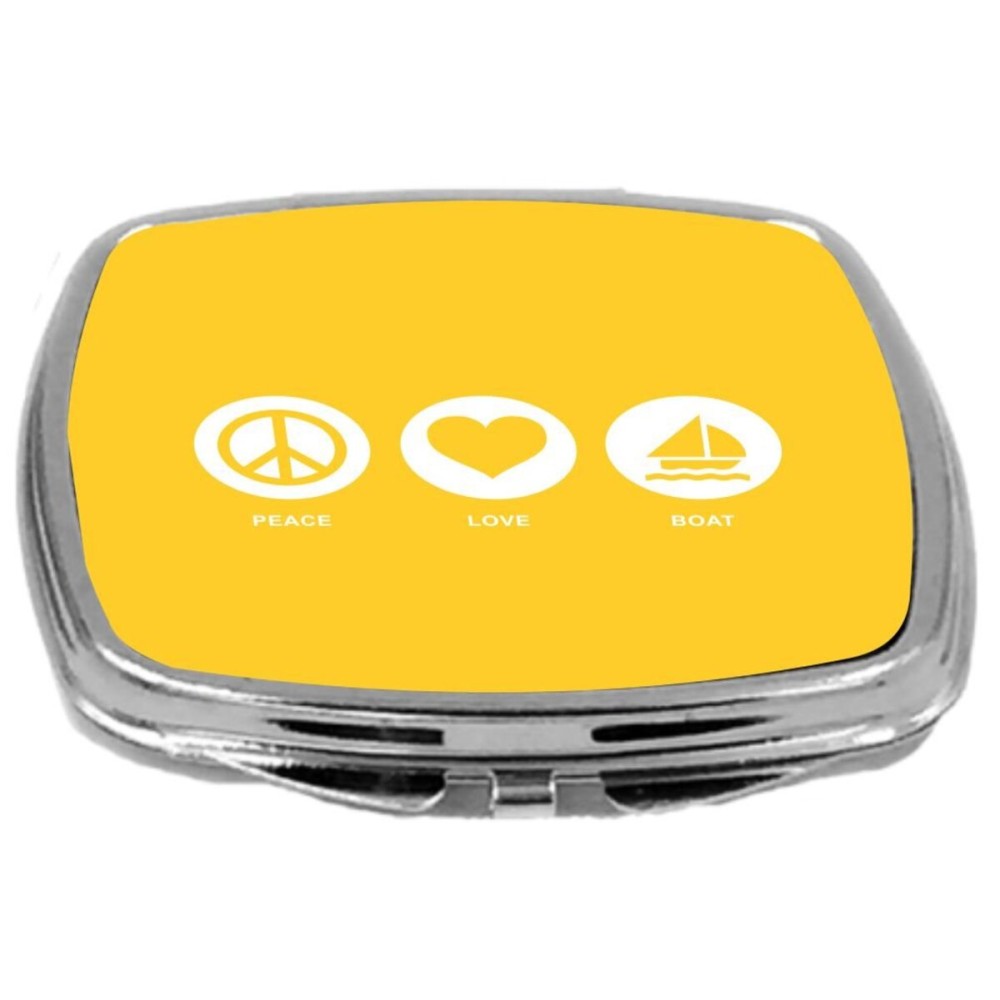 Rikki Knight Peace Love Boat Design Compact Mirror, Yellow, 2 Ounce