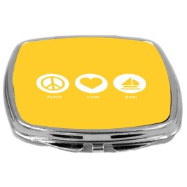 Rikki Knight Peace Love Boat Design Compact Mirror, Yellow, 2 Ounce