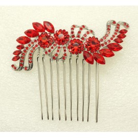 Faship Red Crystal Hair Comb