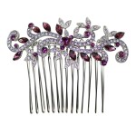 Faship Purple Crystal Floral Hair Comb