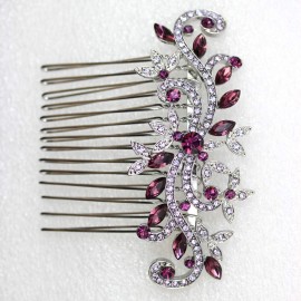Faship Purple Crystal Floral Hair Comb Faship Purple Crystal Floral Hair Comb