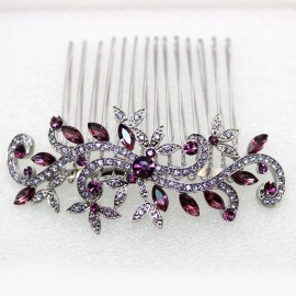 Faship Purple Crystal Floral Hair Comb Faship Purple Crystal Floral Hair Comb