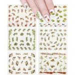 ALLYDREW 6 Sheets Asian Inspired Nail Stickers Nail Art Cherry Blossom Nail Stickers Fish Nail Art - Cherry Blossoms, Bamboos, Gingko Leaves, Koi, Dragonflies & Cranes (6 Designs)