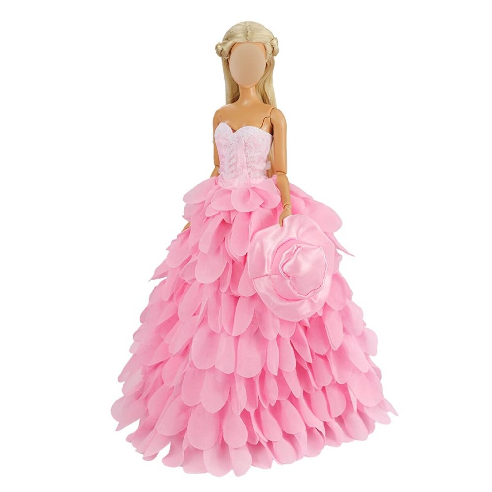 BARWA Princess Evening Party Clothes Wears Dress with Hat Outfit Set for 11.5 inch Doll