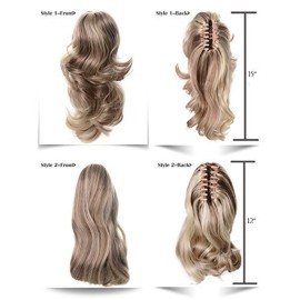 Onedor 15 Synthetic Fiber Curly Ponytail Hair Extension hairpiece with Clip-in Jaw Clips, Dual-Use Hair Extensions (130A-Fox Red)