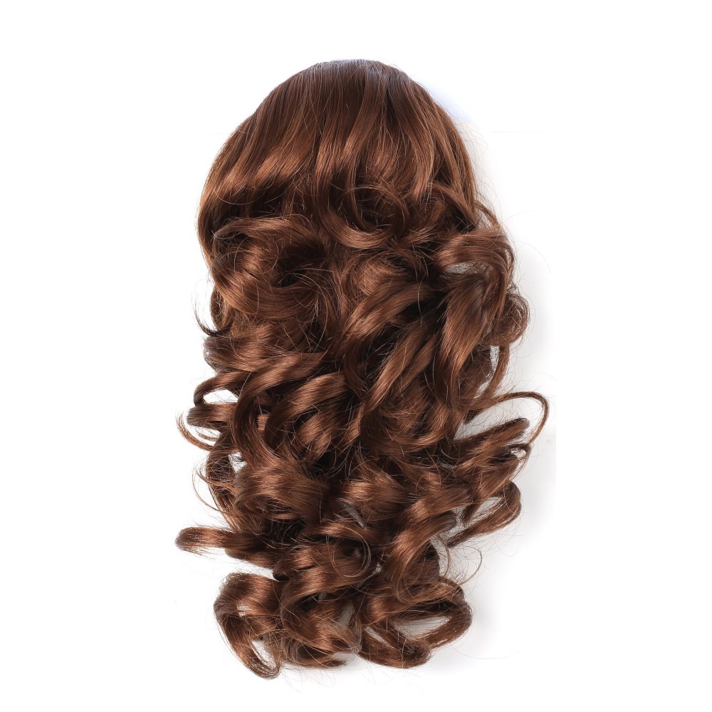 Onedor 12 Synthetic Fiber Natural Textured Curly Ponytail Clip In/On Hair Extension Hairpiece (30 - Reddish Brown)