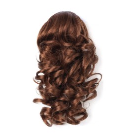 Onedor 12 Synthetic Fiber Natural Textured Curly Ponytail Clip In/On Hair Extension Hairpiece (30 - Reddish Brown)