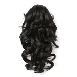 Onedor 12 Synthetic Fiber Natural Textured Curly Ponytail Clip In/On Hair Extension Hairpiece (2 - Darkest Brown)