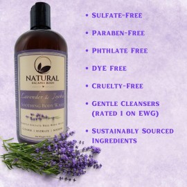 Natural Escapes Lavender & Jojoba Soothing Body Wash | Calming Sulfate-Free Shower Gel for Soft, Hydrated & Healthy Skin | Moisturizing & Gentle for Normal & Sensitive Skin | 16 oz