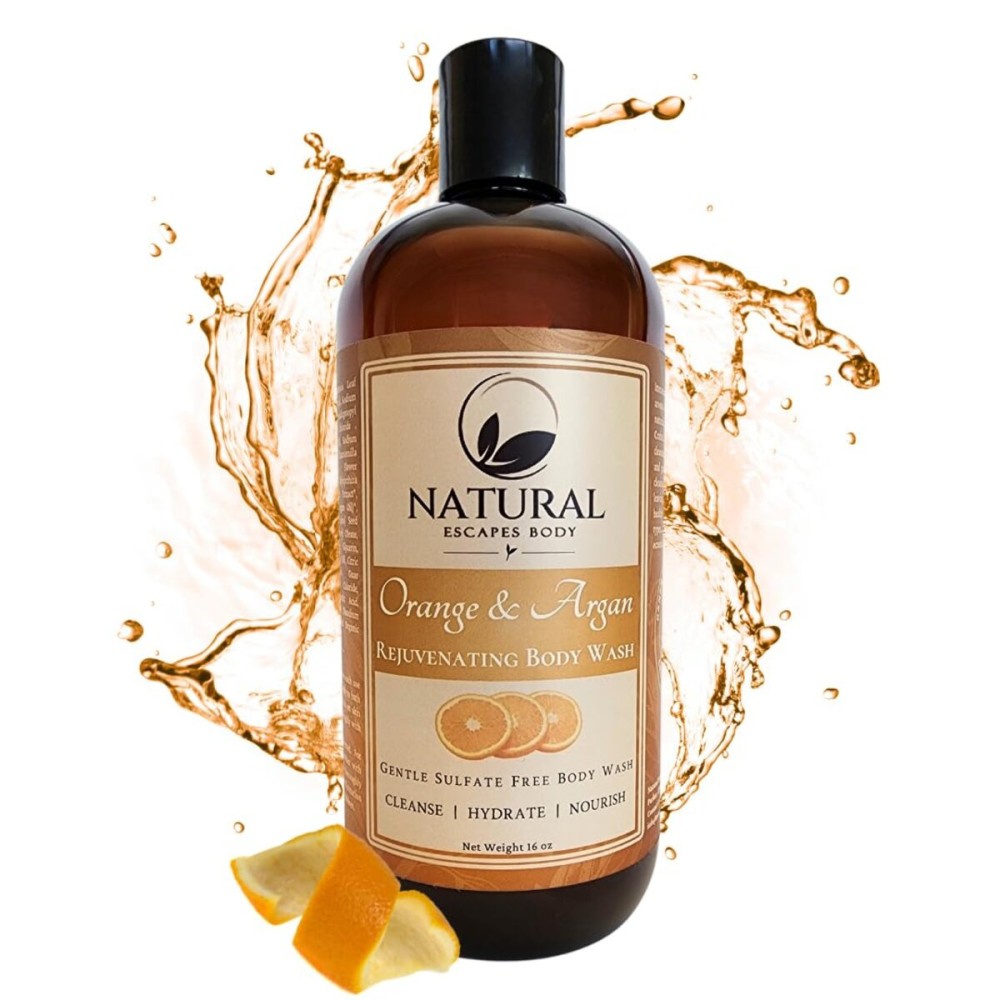 Orange & Argan Hydrating Body Wash, Natural Sulfate-Free Shower Gel for Soft, Hydrated & Healthy Skin, Gentle Moisturizing Cruelty Free 16 oz