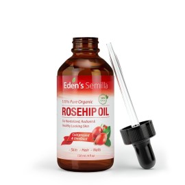 100% Pure Rosehip Oil - 4 OZ - Certified ORGANIC - Cold pressed & unrefined - NON Greasy HIGH absorbency - Use daily - nourishes, hydrates and visibly reduces fine lines, scars, stretch marks and skin