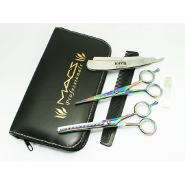 Professional Titanium Barber Scissor Razors Edge Hair Cutting 5 PCs Set 6.25 Barber Shears With 6.25 Texturizing/Thinning Shears Set Made Of High Grade Stainless Steel W/Black Leather Case-15030 Professional Titanium Barber Scissor Razors Edge Hair Cutting 5 PCs Set 6.25 Barber Shears With 6.25 Texturizing/Thinning Shears Set Made Of High Grade Stainless Steel W/Black Leather Case-15030