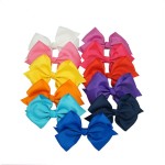 Bzybel Boutique Little Girl\'s 6 Big Hair Bows Grosgrain Ribbon Bows Hair Clips Barrettes for Keens Kids Toddlers Newborn Headband