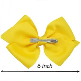 Bzybel Boutique Little Girl\'s 6 Big Hair Bows Grosgrain Ribbon Bows Hair Clips Barrettes for Keens Kids Toddlers Newborn Headband