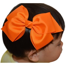 Bzybel Boutique Little Girl\'s 6 Big Hair Bows Grosgrain Ribbon Bows Hair Clips Barrettes for Keens Kids Toddlers Newborn Headband