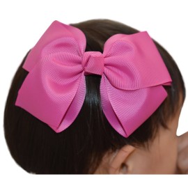 Bzybel Boutique Little Girl\'s 6 Big Hair Bows Grosgrain Ribbon Bows Hair Clips Barrettes for Keens Kids Toddlers Newborn Headband