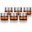 (6 pack) 5 ml 1/6 oz Amber Glass Balm Jars with Silver Matte Smooth Lids