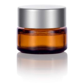 (6 pack) 5 ml 1/6 oz Amber Glass Balm Jars with Silver Matte Smooth Lids