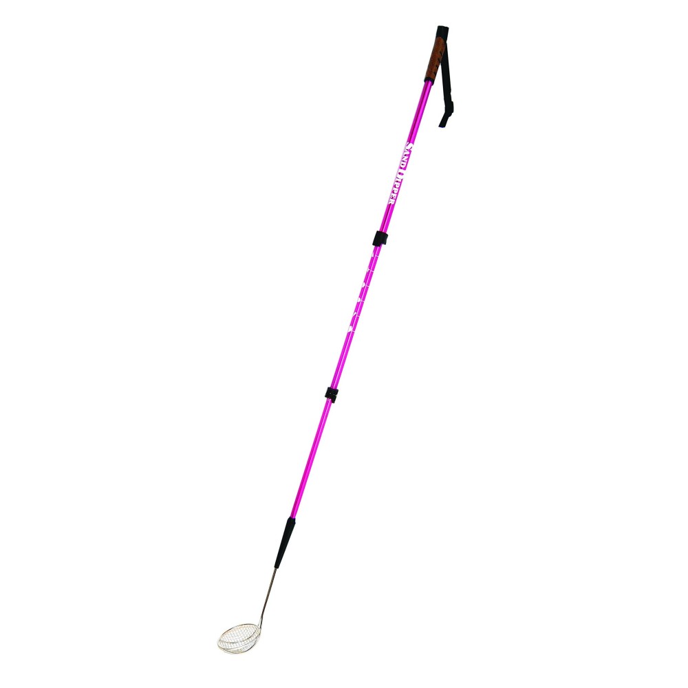 Sand Dipper Full Size Beach Scoop Shovel & Sifter Tool for Beachcombing - Adjustable Sea Glass, Shell, Shark Tooth Sifter for the Beach - Can Be Used as a Walking or Hiking Stick Too - Pink, 4 Basket