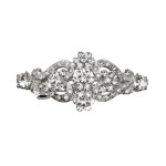 Faship Clear Rhinestone Crystal Floral Double Hearts Hair Barrette Clip