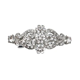 Faship Clear Rhinestone Crystal Floral Double Hearts Hair Barrette Clip