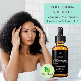 Radha Beauty Hyaluronic Acid Serum for Skin, 2 fl. oz - Infused with Vitamin C, Vitamin E, Green Tea & Jojoba Oil, Intensive Moisture and Hydration for Anti-Aging, Wrinkles, and Fine Lines