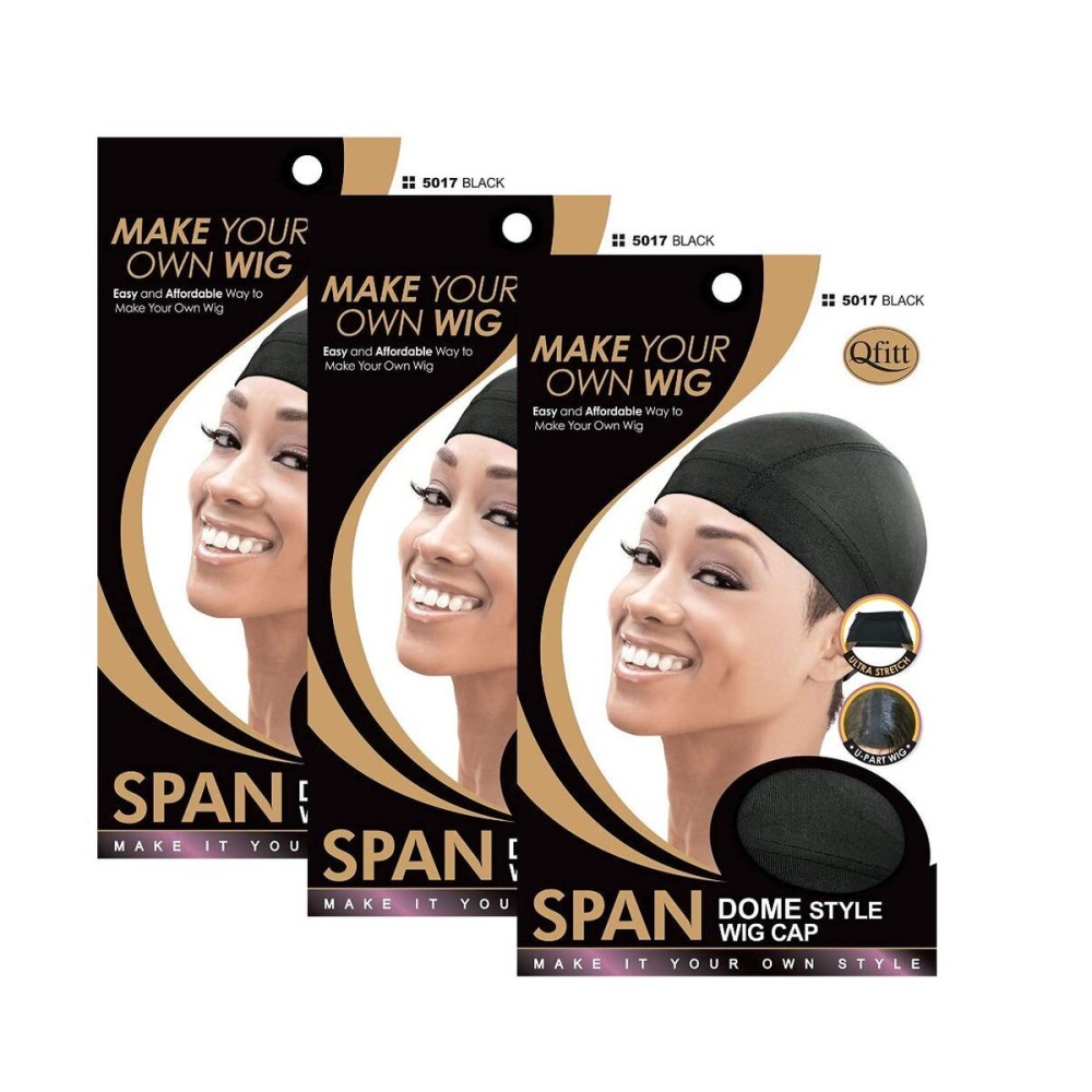 (3 Pack) Qfitt - Spandex Dome Style Ultra Stretch Wig Cap 5017