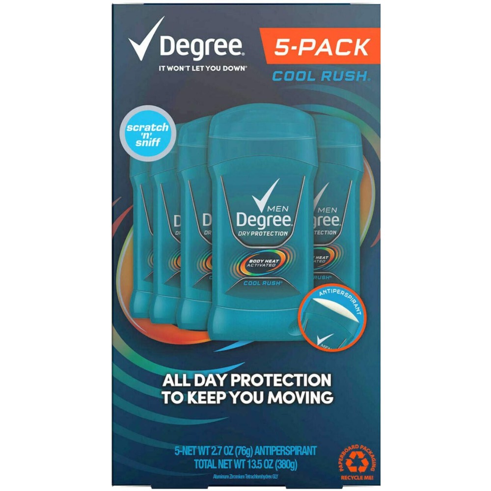 Degree Men Dry Protection Antiperspirant, Cool Rush 2.7 Oz - Pack of 5 - Packaging May Vary Degree Men Dry Protection Antiperspirant, Cool Rush 2.7 Oz - Pack of 5 - Packaging May Vary