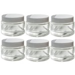 2 oz Clear Glass Thick Wall Balm Jars with White Foam Lined Smooth Lids (6 pack)