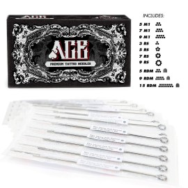 ACE Needles 50 Mixed Assorted Tattoo Needles 10 Sizes - Round Shader 3 5 7 9 11 15 RS RM