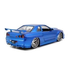 Jada Toys Fast & Furious 1:24 Brian\'s 2002 Nissan Skyline GT-R R34 a Die-cast Car, Toys for Kids and Adults, Blue (97173)