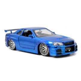 Jada Toys Fast & Furious 1:24 Brian\'s 2002 Nissan Skyline GT-R R34 a Die-cast Car, Toys for Kids and Adults, Blue (97173)