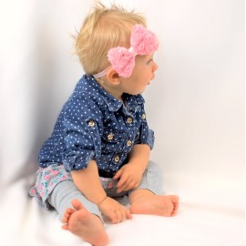 My Lello 2 Pack Infant Baby Mixed Colors Fabric Rose Bow Headbands (Red/Navy)