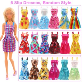 BARWA 42 Pack Doll Clothes and Accessories 5 PCS Fashion Dresses 5 Tops 5 Pants Outfits 6 PCS Mini Dresses 10 Shoes 6 Necklace 10 Hangers for 11.5 inch Doll