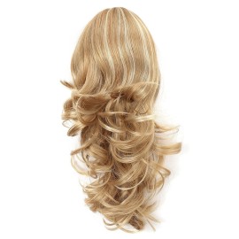Onedor 15 Synthetic Fiber Curly Ponytail Hair Extension hairpiece with Clip-in Jaw Clips, Dual-Use Hair Extensions (24H613)